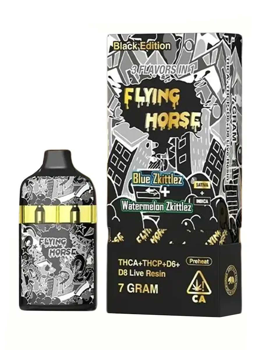Blue Zkittlez | Watermelon Zkittlez Flying Horse Stoner Blend Black Edition Disposable 7G
