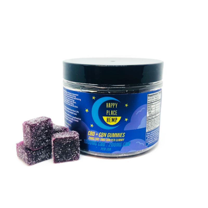 Happy Place Hemp – CBD + CBN Gummies (25mg CBD + 5mg CBN Per Gummy)