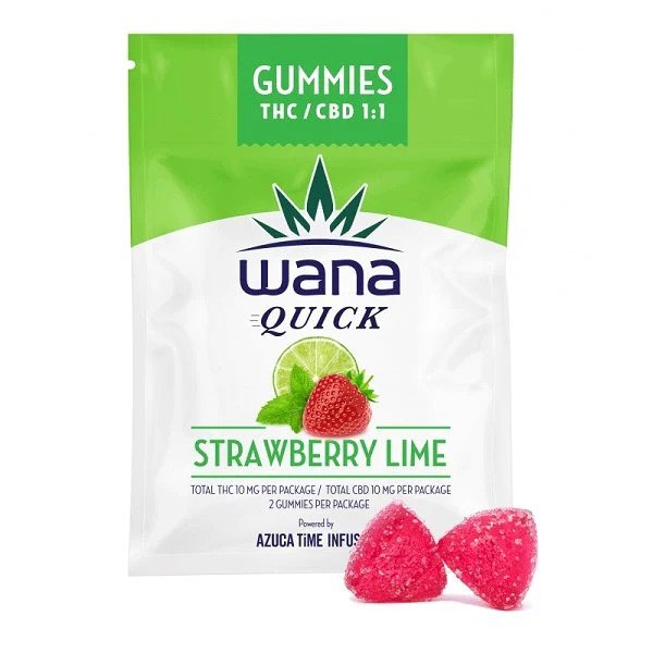 Wana Quick Strawberry Lime 1-1 THC-CBD Gummies