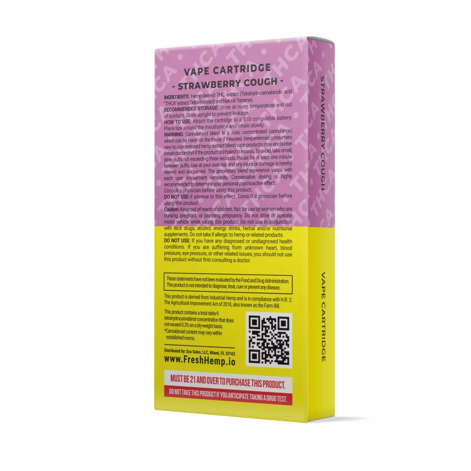 900mg THCa Delta 8 Strawberry Cough Vape Cart – Fresh - Image 3