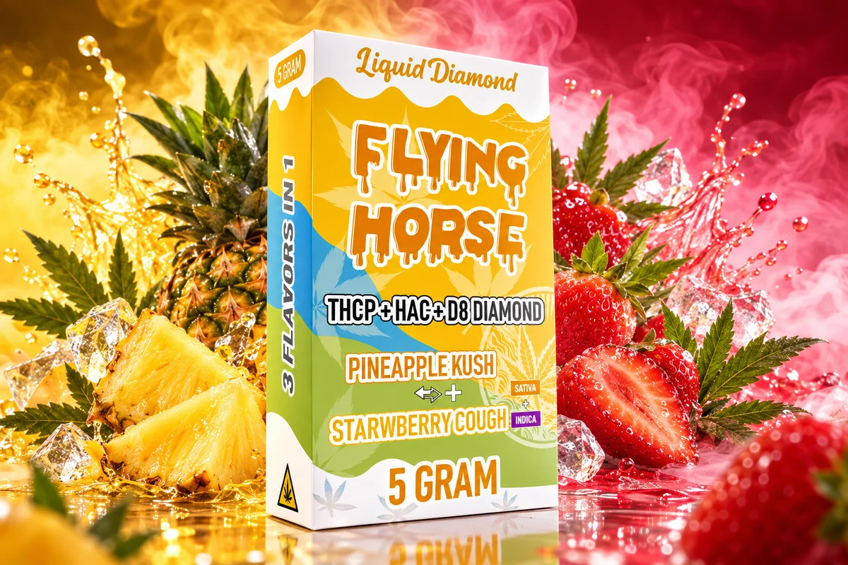 PINEAPPLE KUSH + STRAWBERRY COUGH 5g flying Horse carts